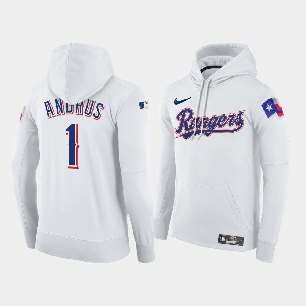 Men Texas Rangers #1 Andrus white home hoodie 2021 MLB Nike Jerseys